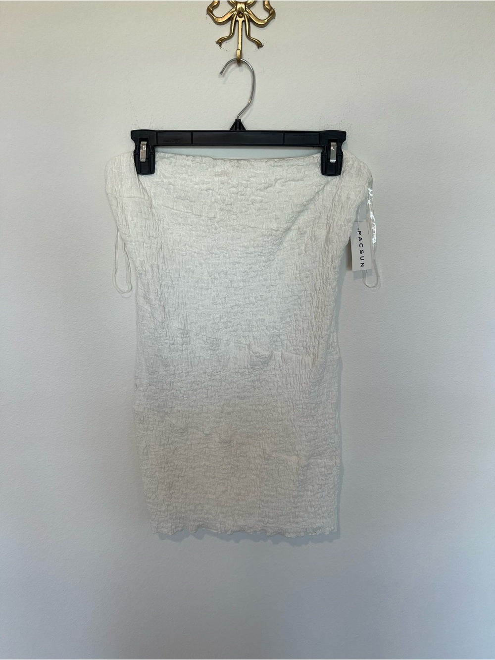 PacSun L.A. Hearts Cream/White Strapless Textured Tube Dress